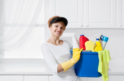 Commercial cleaning staff handling washroom and kitchen areas for Ruislip offices